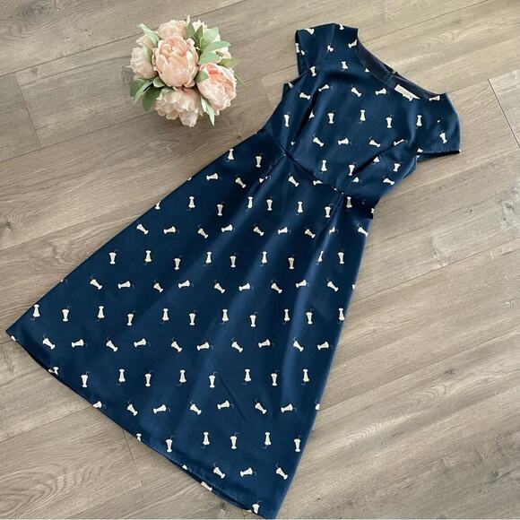 New Modcloth Sugarhill Milkshakes Navy Blue Midi Dress - Picture 2 of 6